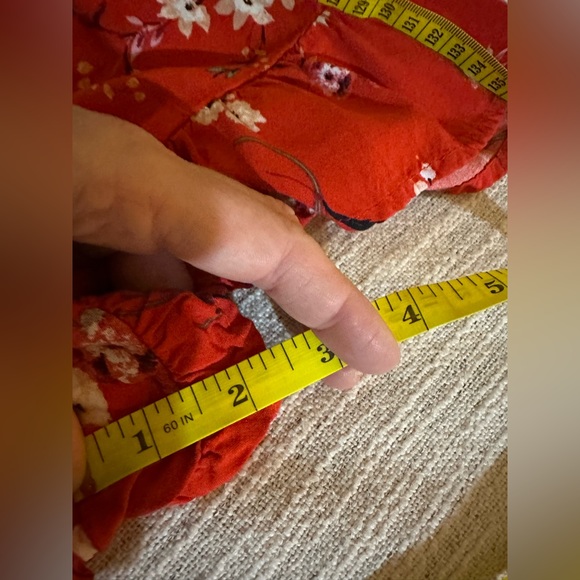Red Floral Romper Elastic Waist - Picture 9 of 14